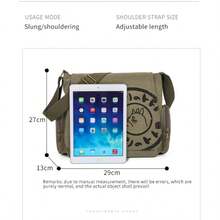 Women Vintage Large Capacity Canvas Messenger Bag Green - màu xanh lá - Xem 3