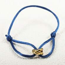 1 Pieza Brazalete de acero inoxidable ajustable hecho a mano con 3 círculos huecos, joya minimalista unisex como regalo para parejas