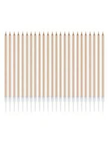 6/12/24 شمع كعكة (6 حبات/علبة) - شمع كعكة طويل رفيع بطيء الاحتراق، شمعات شبيهة بالأقلام مناسبة لأعياد الميلاد والزفاف والحفلات السعيدة (لون الشمبانيا الذهبي)