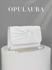OpulAura Elegant Twist Design Leather Party Clutch, Minimalist High-End Ladies Envelope Handbag, Perfect For Party Girls, Ladies, Brides - Ideal For Parties, Weddings, Galas, Dinners/Banquets, Matching With Formal Dresses, Gowns, Birthday Dresses - White - View 2