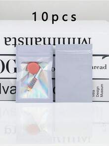100/10pcs Transparent Holographic Bags, Odor-Proof Packaging Bags, Sealed Bags, Polyester Film Food Storage Bags, Zipper Sealed Bags, Polyester Film Holographic Resealable Bags, Gift Bags, Odor-Proof Bags, Aluminum Foil Bags, Suitable For Party Gifts Food Storage, Polyester Film Bags, Transparent Window Holographic Resealable Packaging