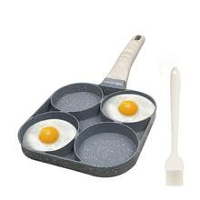 ABKOK 1Pc Nonstick Egg Pan With Brush,4-Cup Omelette Egg Pan With Brush For Breakfast,Granite Frying Pans And Healthy Egg Cooker, Easy To Clean, Work On All Stove Tops, Dinner For Thanksgiving, Halloween, Christmas, Family Gifts - Lạc đà - Xem 3