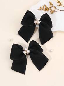 2pcs/6pcs Pearl Bow Hair Clips For Girls,Fabric Alligator Clips Hair Bows For Girls,Fashion Hair Accessories For Girls Party Gifts
