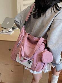 2pcs Fashionable Casual Solid Color With Coin Purse Large Capacity Tote Bag ,Suitable For University/College Classroom / Commute/Work/ Festivals/Vacation/Holiday,For Women, Rookies & White-Collar Workers,Girl, College Students,Lady,Woman ,Or Women, Rookies & White-Collar Workers,Girl, College Students,Lady,Woman