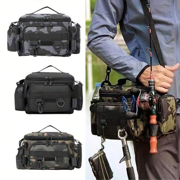 Fishing Gear Bag Waterproof Oxford Cloth Multi-Pocket Lure Rod Line Reel Holder Shoulder Bag Fishing Tackle Backpack Storage Bag