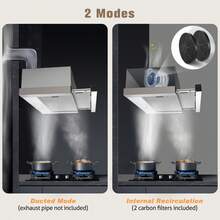 Dunstabzugshaube 60 cm, 620 m³/h, integrierte Dunstabzugshaube, Edelstahloberfläche, LED-Beleuchtung, Kippschalter, leiser Motor