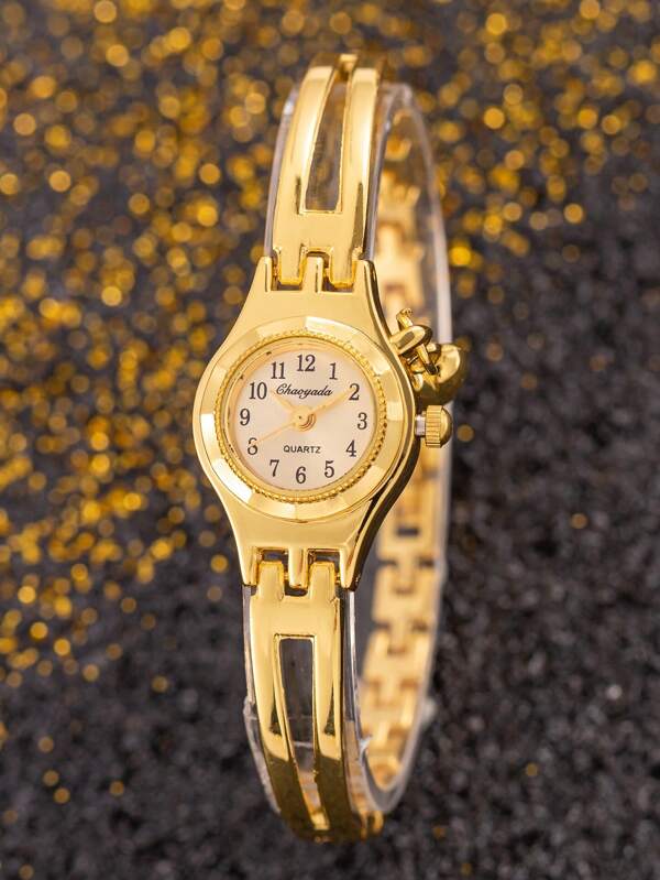 1 pièce Montre de femme petite, simple et élégante. Marque de luxe, montre-bracelet dorée, mignonne et petite pour femmes et dames. Montre à quartz pour la Fête des Mères