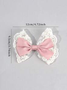 1/2个女孩可爱蕾丝蝴蝶结发夹，优雅缎面蝴蝶结发夹，适合婚礼、派对和日常佩戴，春夏复古风发饰，柔和的米色和粉色蝴蝶结，母女套装，女孩礼物 - 彩色 - 查看 11
