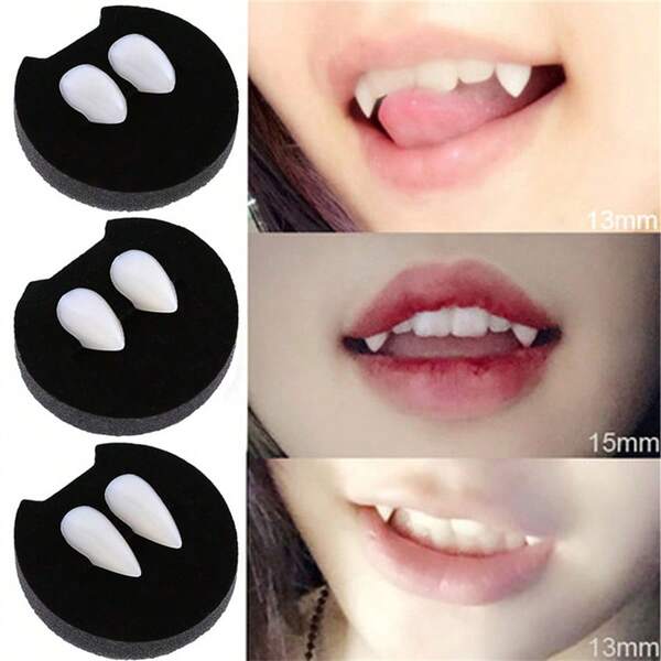 2pcs Halloween Vampire Zombie Dentures Spoof Toys Party Fang Braces Masquerade Props