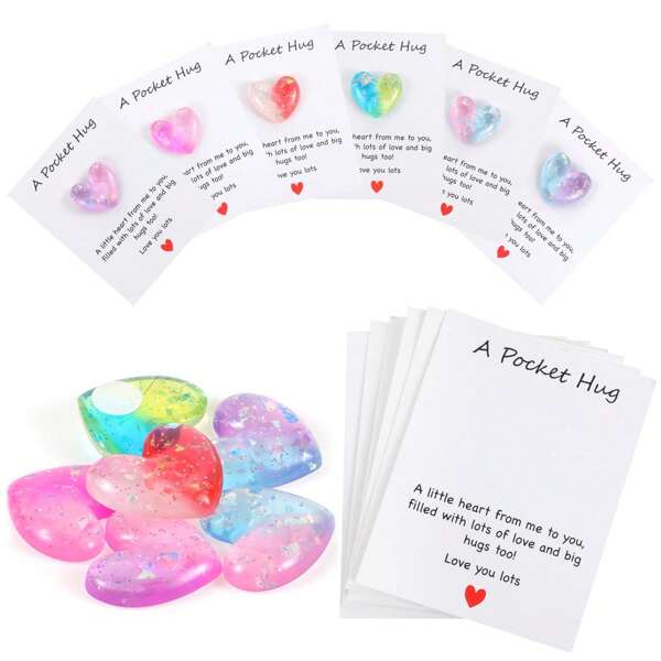 1-32 Set Pocket Hug Cards, Motivational Cards, Gift Partners, Hug Cards With Heart-Shaped Resin Accessories, Commemorative Relationship Cards Suitable For Colleagues, Family, Social Gatherings, Celebrations, Gift Giving, Special Birthday Gifts, Wedding Gifts, Hug Cards, "Miss You" Gifts, Cute Resin Heart-Shaped Decor And Encouragement Greeting Cards, Home Decor, Room Decor, Special Gifts For Loved Ones