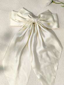 1 件女士蝴蝶结发饰，米色大蝴蝶结发夹，适合女孩，丝滑缎带发带，大发夹，可爱美观发饰，金属蝴蝶结发夹，中性色，爪夹，发夹，发夹 - 彩色 - 查看 3