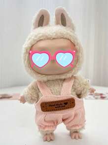 Clothes Only For Labubu 17cm Blind Box 1st/2nd Generation Hanging Charm Sitting Series Doll Outfit, Plaid Skirt And Headband Set