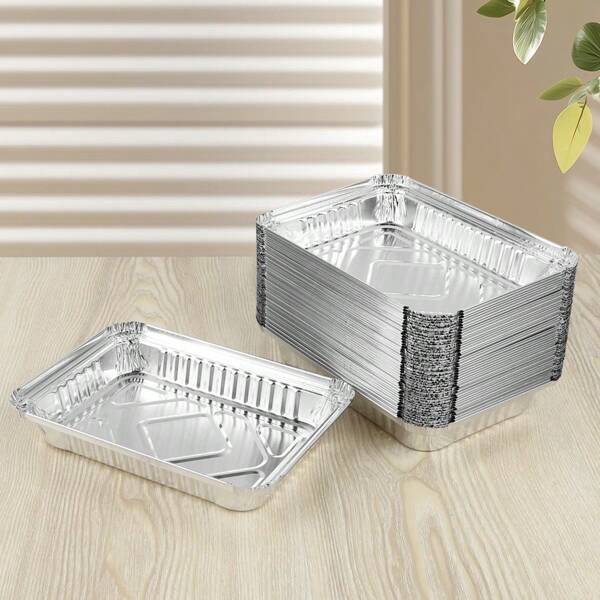 20/50pcs Outdoor Grill Drip Oil Aluminum Foil Pads, Disposable Aluminum Foil Trays, Suitable For Freezing, Grilling, Oven Baking