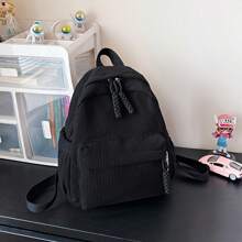 1 件灯芯绒复古背包，涤纶衬里文件袋，多巴胺拉链文具收纳，文化袋，便携式旅行收纳袋，女包，夏季包，度假包，化妆包，钱包，书包，学习用品配件