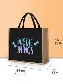 "DOGGIE THINGS"Letter, Bone Pattern Printed Handbag Set, A Gift For Dogs And Pet Lovers, Handbag With Makeup Bag And Mini Coin Wallet, Dog's Favorite Bone Pattern Design - Multicolor - View 4