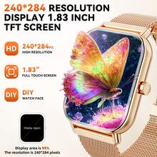 Hwagol Intelligente Armbanduhr für Frauen 1,83" HD 220mAh Smartwatch für Männer Frauen (Anrufe annehmen/tätigen), Fitness Uhr mit über 100 Sportarten, Schlafüberwachung, Aktivitätstracker Herren Smartwatch für iOS/Android Stahl/Silikon Doppelriemen Muttertags Geschenke