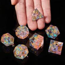 Lightweight Portable RPG Dice Set, Dual Color Glossy Sharp Edge Resin Dice Set - Multicolor - View 6