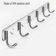 1pc Stainless Steel Continuous Hook - Heavy Duty Wall Mounted Multi-Function Organizer For Kitchen And Bathroom, Modern Design, Easy Installation, Space-Saving Storage Solution, Minimalist Hooks, Durable Structure, Wall Hooks, Home Organization Tool, Practical Hanger - Multicolor - View 4