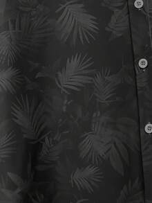 FEIAO 男士復古老錢風數位印花短袖襯衫，輕量聚酯纖維不透氣面料，適合夏季日常休閒穿著，旅行與外出的最佳選擇 - 黑色 - 查看 4