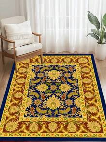 1pc Exotic Floral Pattern Area Rug, Home Decor Carpet, Stain Resistant, Comfortable, Dust-Proof, Easy To Clean, Suitable For Living Room, Bedroom, Bathroom, Study, Closet, Nursery