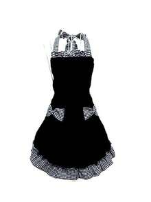 各式制服围裙，防水可调节格子蝴蝶结蕾丝围裙，适用于餐厅，花艺工作围裙