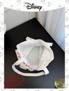 Disney 官方授权帆布手提袋 1 件装 米奇图案帆布单肩包 | 休闲旅行沙滩包 | 大容量可重复使用帆布购物袋 | 花卉印花杂货单肩包，适合日常/外出/购物/返校/沙滩/笔记本电脑包 - 彩色 - 查看 7