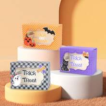 3 Design Mix Halloween Cardboard Gift Boxes For Halloween Treat Boxes In Halloween Features For Candy Snacks Cookie Small Gifts With Window And Ribbon - Multicolor - View 5