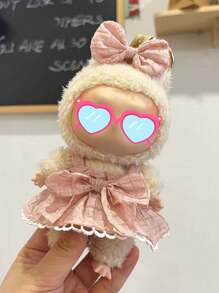 Clothes Only For Labubu 17cm Blind Box 1st/2nd Generation Hanging Charm Sitting Series Doll Outfit, Plaid Skirt And Headband Set