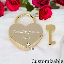 Personalized HEART LOCK Love Padlock Couples Gift For Him Boyfriend Men Her Mom Girlfriend Husband Promise Bridge Wedding Custom Engraved,Christmas Gift Supplies - Multicolor - View 1