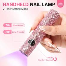CHRISTINE SHELLY UV Light For Gel Nails, Handheld UV Nail Lamp, Portable LED Nail Lamp, Mini Nail Dryer, USB Nail Light For Fast Curing, Pink - 粉紅色鑽石 - 查看 2