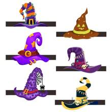 6pcs Halloween Themed Party Decorative Hats, Witch Hat, Pumpkin Hat, Death Cap, Suitable For Halloween Ghost Party, Costume Play, Festival Celebration, Masquerade Ball