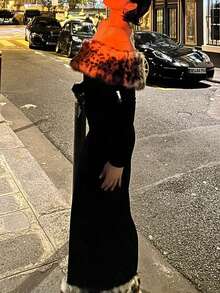 Sexy Off Shoulder Long Sleeve Bodycon Knitted Dress For Women Leopard Print Faux Fur Details Backless Elegant Party Midi Dress