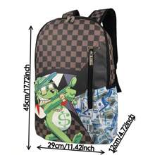 多功能大容量鲨鱼嘴印花背包，简约个性背包，适合返校季，轻便休闲印花背包，随机印花书包，学习用品，学生背包，大容量背包，返校包，带笔记本电脑隔层，便携，送给男友的礼物，送给儿子的礼物，圣诞礼物 - 彩色 - 查看 3