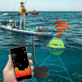 Buscador de peces WiFi LUCKY FF916 Edición mejorada Rango de 120M 45M Depth, Sonar inalámbrico portátil para iOS/Android Pesca al aire libre