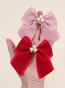 2pcs/6pcs Pearl Bow Hair Clips For Girls,Fabric Alligator Clips Hair Bows For Girls,Fashion Hair Accessories For Girls Party Gifts