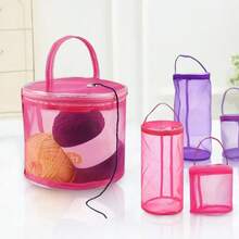 1pc Colorful Nylon Mesh Crochet Drawstring Bag - Durable Handcraft Storage Pouch With Zipper Closure, Suitable For Yarn, Crochet Hooks - Rose Red/Purple, Yarn Storage Bag - Multicolor - View 10