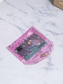 محفظة عملات شفافة ذات نمط نجمي متغير اللون قوس مصنوعة من البي في سي، محفظة صغيرة لطيفة للنساء، محفظة بطاقات، إكسسوارات شاطئ - روز أحمر - مشاهدة 5