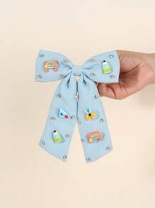 1pc Back To School Hair Bow For Girls Pencil Scissors Decor Bow Alligator Clip Large Tail Hair Clips First Day Of School Barrettes Delicate Student Daily Hairpin Teen Hair Accessory - Blue - View 3