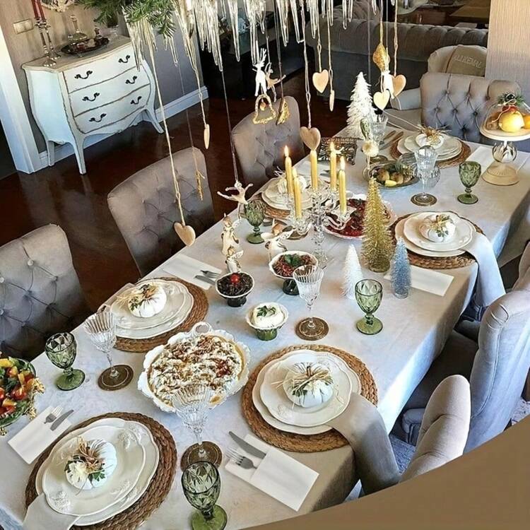 100 Unidades Guardanapos de Papel Descartáveis com Textura de Linho Branco e Bolsos Embutidos para Talheres - Super Absorventes, Adequados para Casamentos, Festas, Decorações de Natal, Guardanapos de Natal, Decoração de Mesa de Natal, Configurações de Mesa Elegantes para Feriados e Eventos Especiais, Utensílios para Festa, Decoração de Mesa Refinada, Design de Bolso para Talheres - Multicolorido - Visão 9