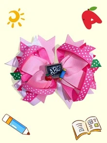 1pc 4.5 Inch Back To School Ponytail Girl Hair Bow Children Girl Hair Bows With Clips For Festivals Party School Girls Graduation Season Hairgrips For First Day Of School Classroom Girls Students,Kids Hair Accessories - A - View 12