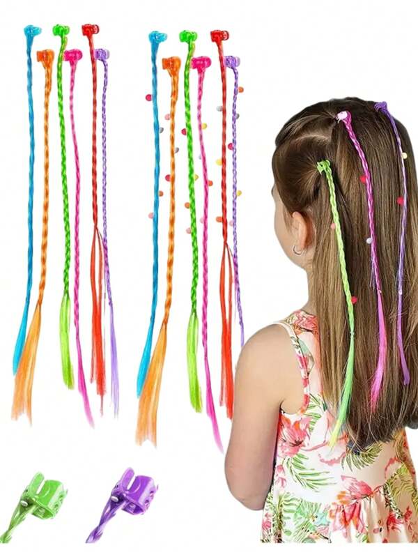 18pcs Lively Rainbow Hair Clips - Colored Woven Hair Clips, Suitable For Children And Teenage Girls, Year-Round Hair Accessories, Plastic Material, Non-Woven, Teenage Girl Hair Decor | Vibrant Hair Clips | Plastic Hair Accessories, Girl Hair Decor