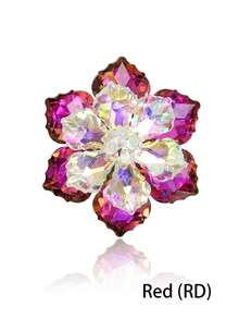 女士派对礼服闪亮水钻花朵胸针 - 闪亮水晶玻璃别针，适用于宴会和背包珠宝配饰 - 水晶花朵(3506) - 查看 9