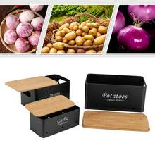 JUSODIN Container Sets, Onion/Potato/Garlic Storage Container, 3Pcs Storage Box - Black - View 7
