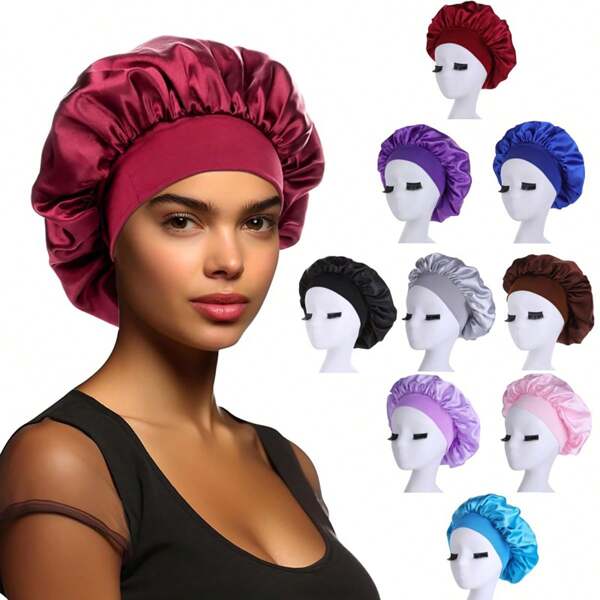 2 Pcs Multi-Color Silk Sleep Cap, Satin Hair Cap, Dry Hair Cap, Soft Elastic Silk Sleep Cap, Silk Hair Band For Curly Hair, Beauty Hair Care Cap, Chemo Cap, Shower Cap