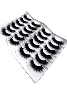 New 12 Pairs 3D Faux Mink Lashes Natural Thick Dramatic Fluffy Extended Eyelashes Wispy Lashes Natural Look 3D False Eyelashes D Curl Russian Strip Lashes Full False Eyelashes Travel Essentials Makeup Tools - Black - View 4