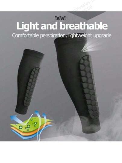 1 pezzo Parastinchi da calcio unisex, manicotto di compressione per le gambe, imbottitura a nido d'ape, supporta la tavola per strappi muscolari per baseball, boxe, taekwondo, mountain bike, leggero (1 pezzo)