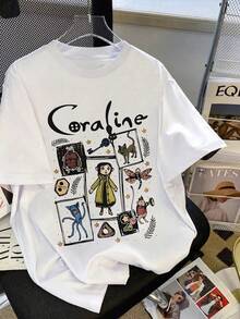 Camiseta Manga Corta Cuello Redondo Estampado C0raline  Mujer - Blanco - Ver 1