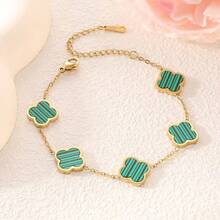 1 pezzo Braccialetto alla moda con fiore a quadrifoglio, con tocco di lusso, accessorio gioielleria all'ingrosso per donne