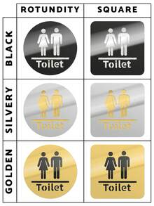 1pc 10cm Glossy Acrylic Wall Stickers, Bathroom Signage Mirror Stickers, Home Decor Wall Decals, Toilet Indicator Sign,For School Supplies,Back To School - Multicolor - View 11