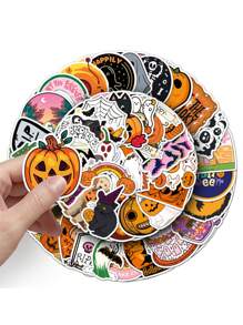 100pcs - Pink Halloween Graffiti Stickers Decoration, Guitar Notebook Luggage DIY Waterproof Stickers, Holiday Gifts, Party Gifts, Halloween Gifts, Home Decoration, Car Decoration, Bedroom Decoration